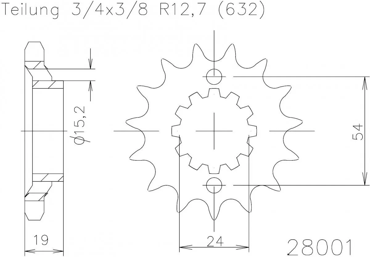 Esjot Sprocket Front 15T - 632