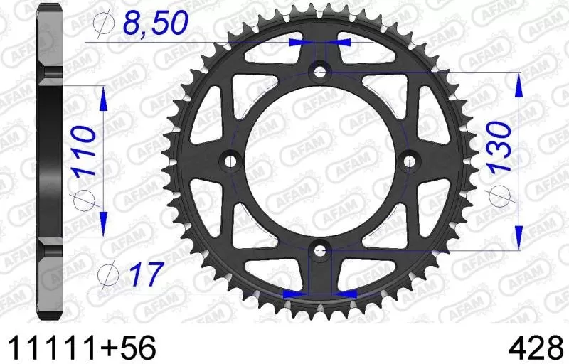 AFAM Sprocket Rear Aluminium 56T - 428