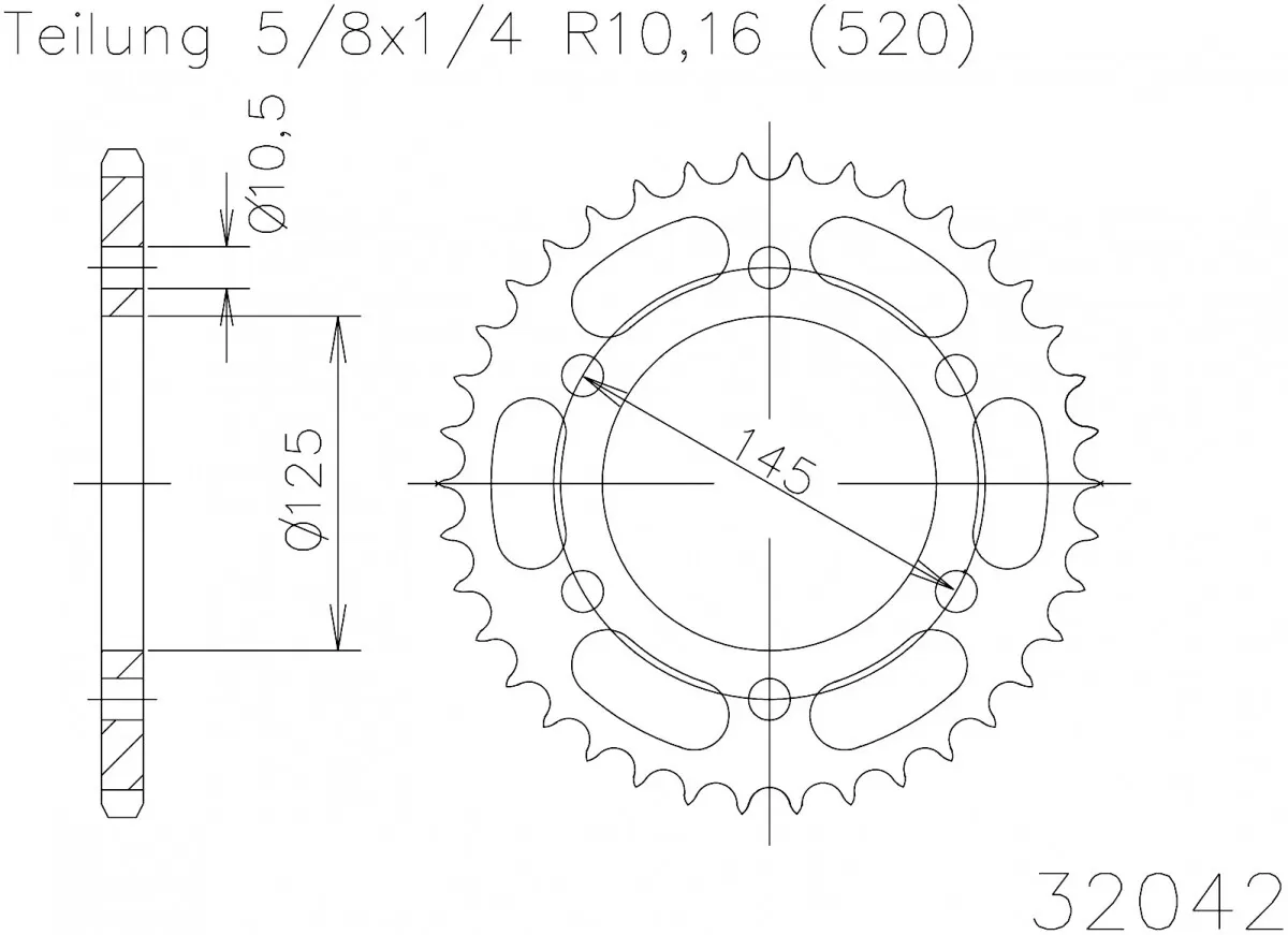 Esjot Sprocket Rear Steel 45T - 520