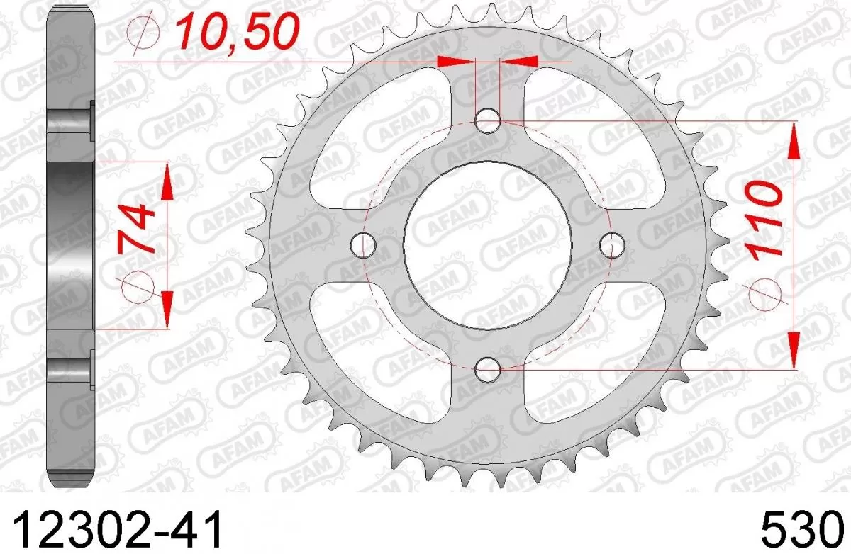 AFAM Sprocket Rear Steel 41T - 530