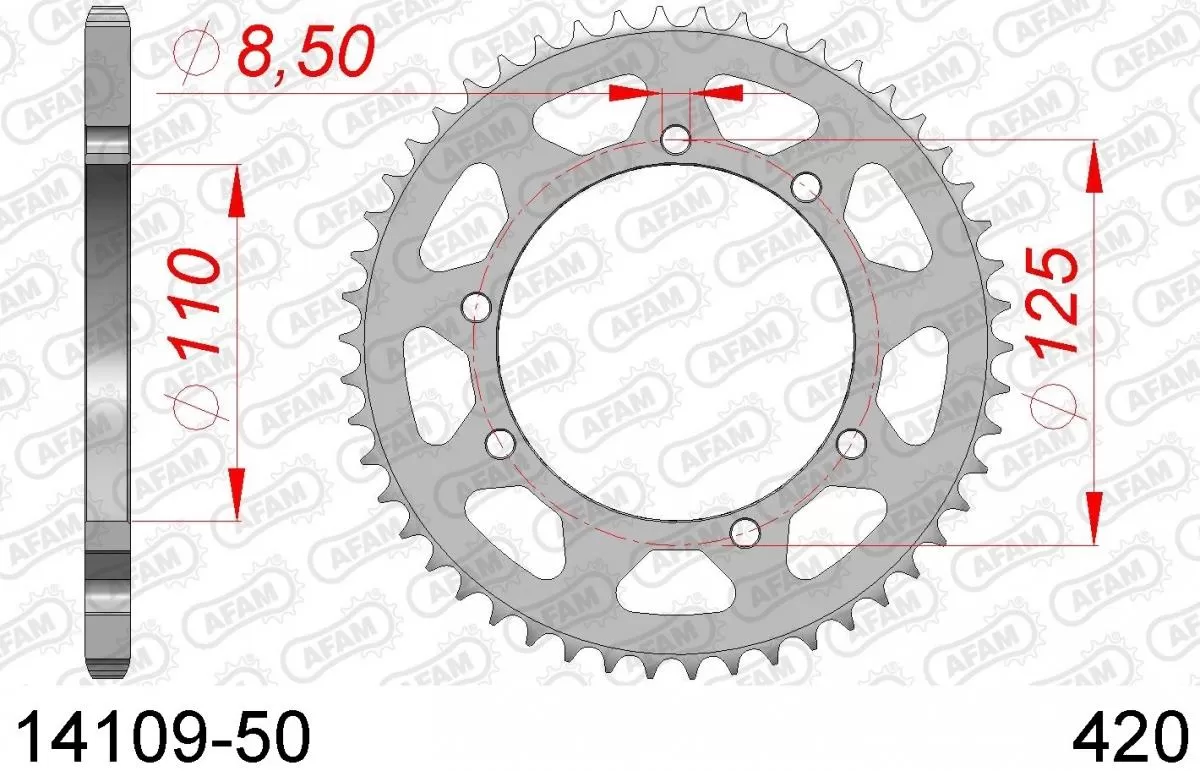 AFAM Sprocket Rear Steel 50T - 420