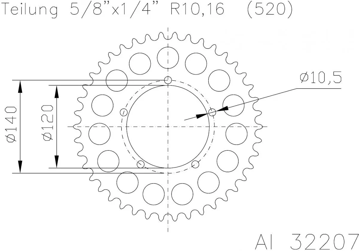 Esjot Sprocket Rear Aluminium 43T - 520