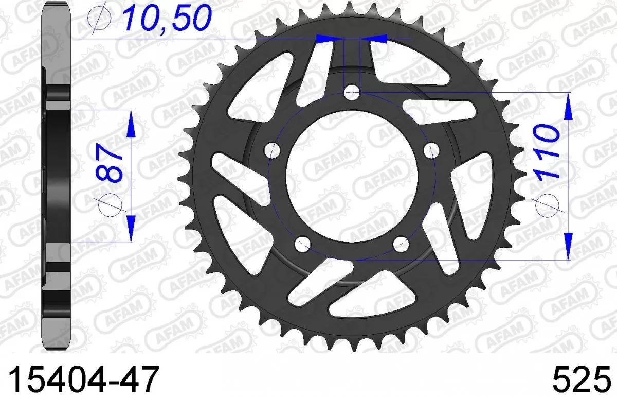 AFAM Sprocket Rear Aluminium 47T - 525