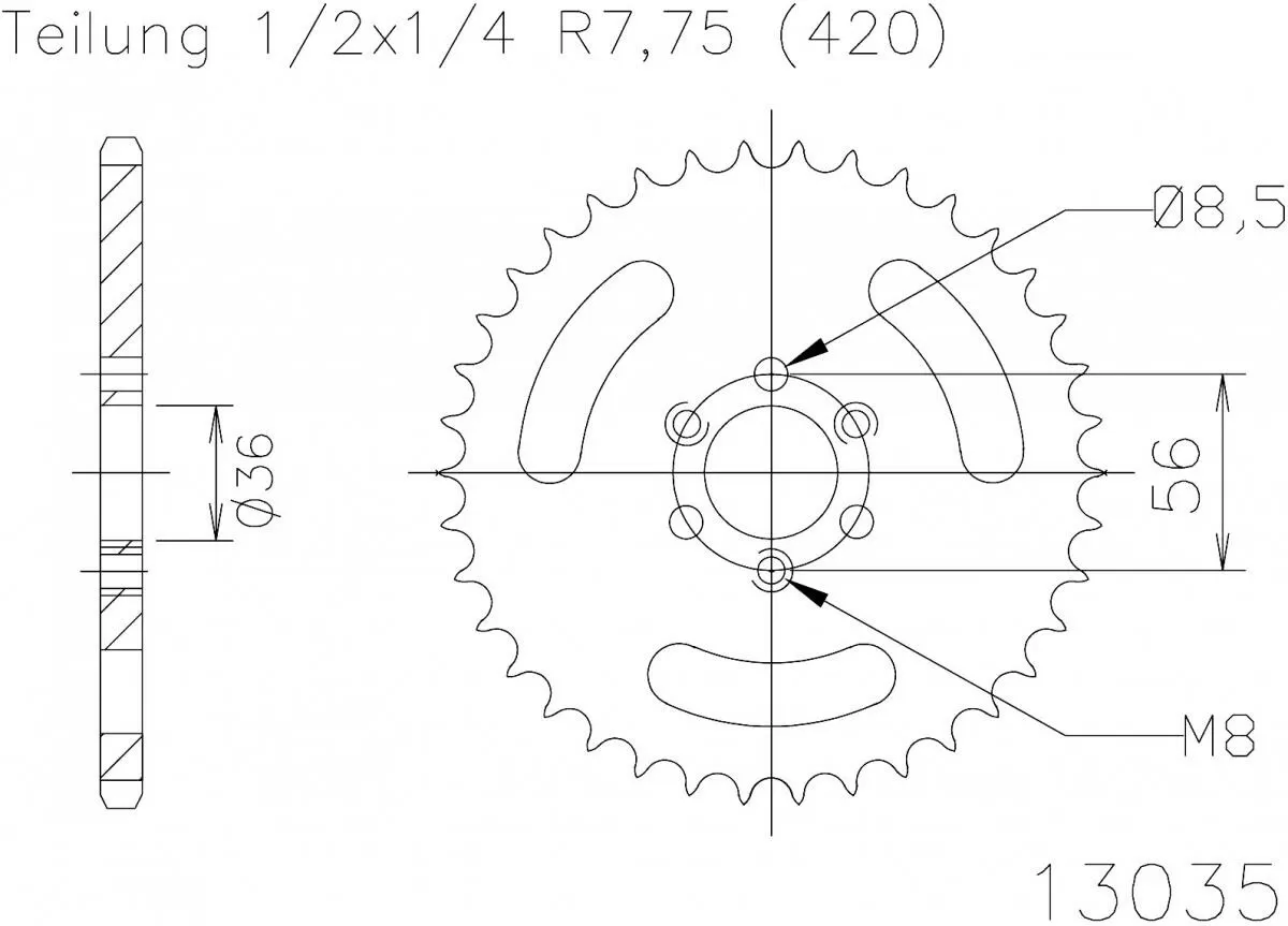 Esjot Sprocket Rear Steel 34T - 420