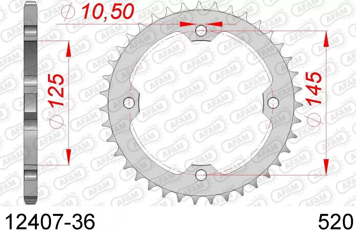 AFAM Sprocket Rear Steel 36T - 520