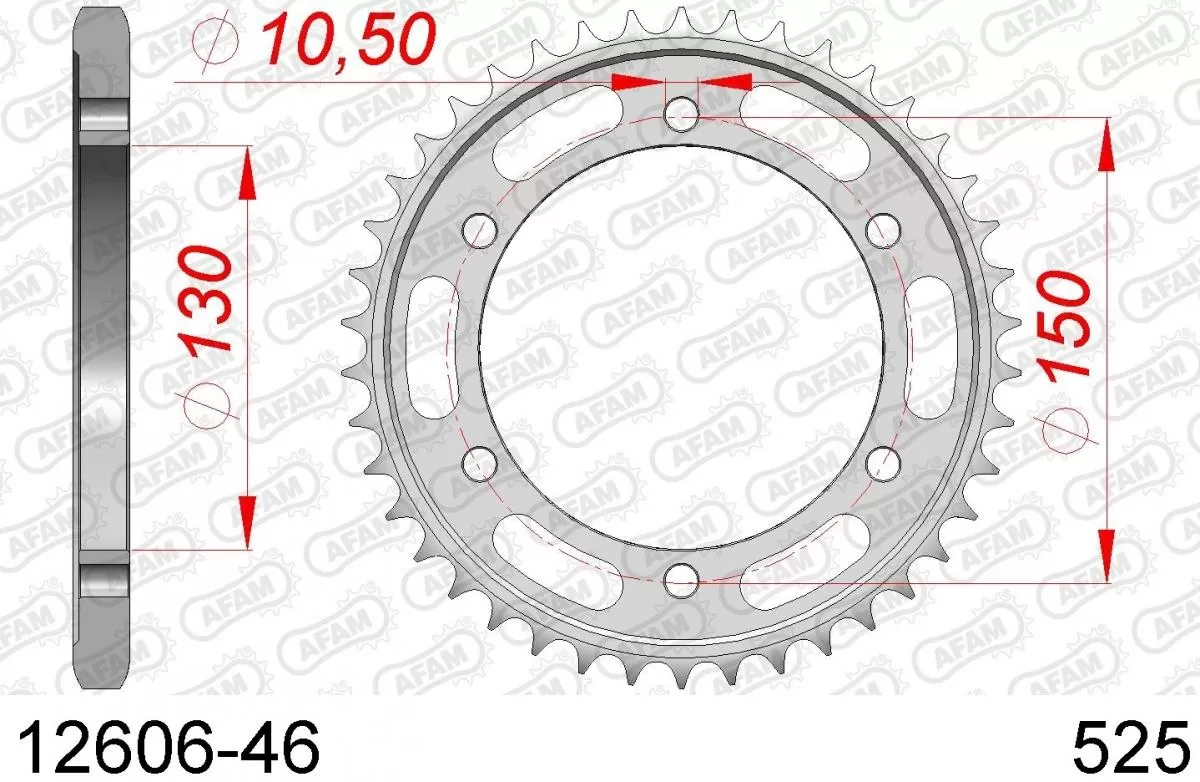 AFAM Sprocket Rear Steel 46T - 525