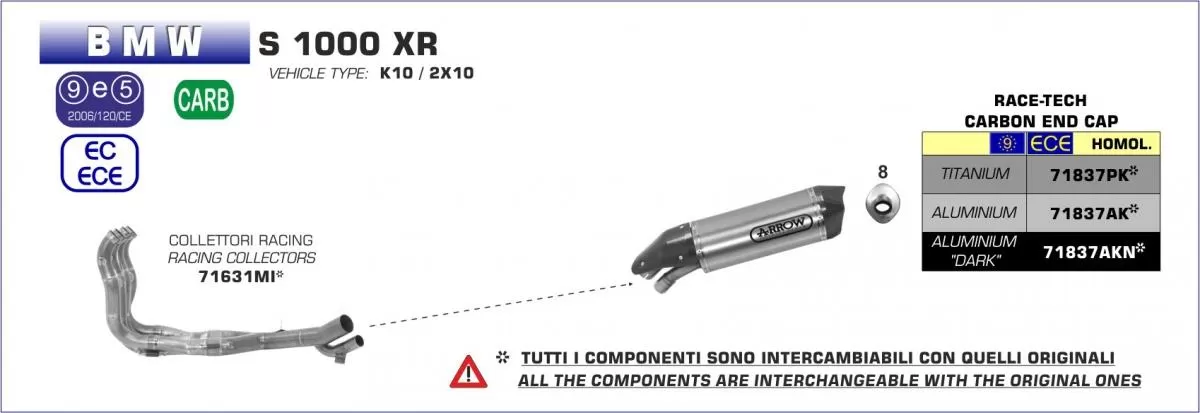 Arrow Exhaust Road 71837AKN Race-Tech EEC