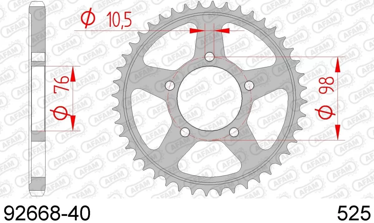 AFAM Sprocket Rear Steel 40T - 525