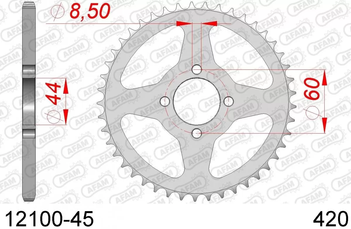 AFAM Sprocket Rear Steel 45T - 420