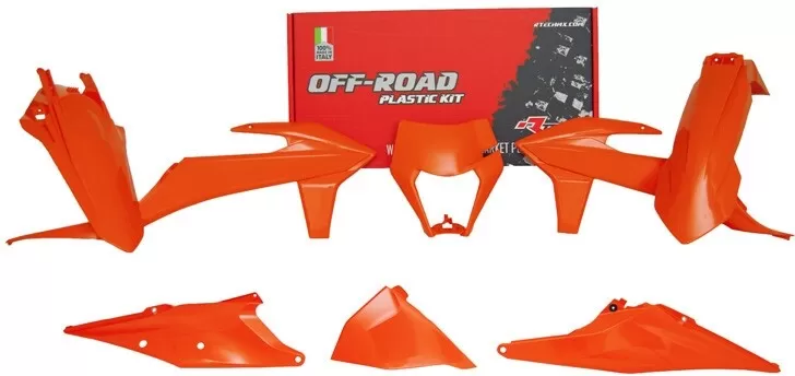 Rtech 6-pc Plastics Kit with Headlight Cover KTM EXC Orange