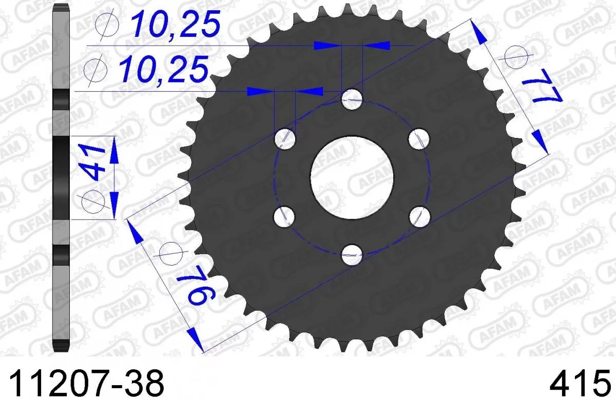 AFAM Sprocket Rear Aluminium 38T - 415