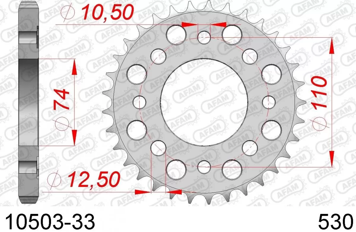 AFAM Sprocket Rear Steel 33T - 530