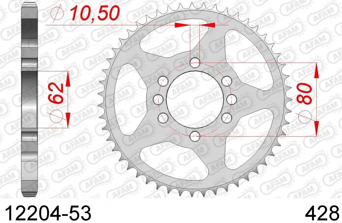 AFAM Sprocket Rear Steel 53T - 428