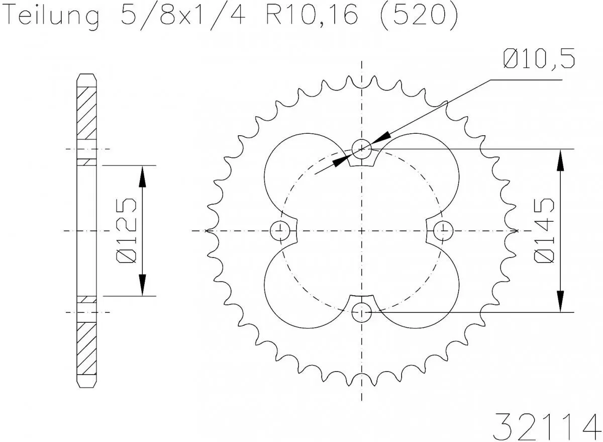Esjot Sprocket Rear Steel 36T - 520