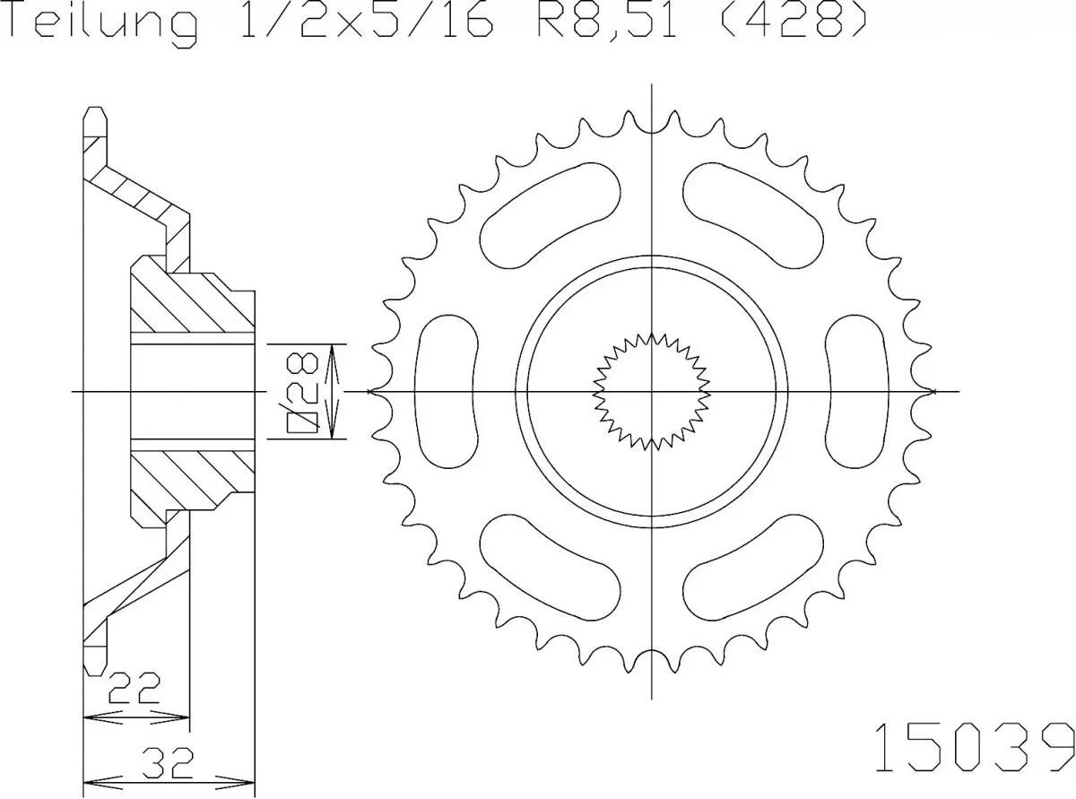 Esjot Sprocket Rear Steel 43T - 428