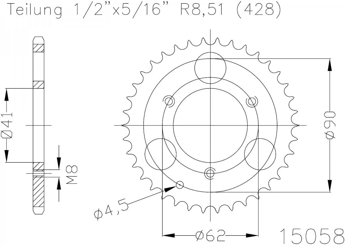 Esjot Sprocket Rear Steel 28T - 428