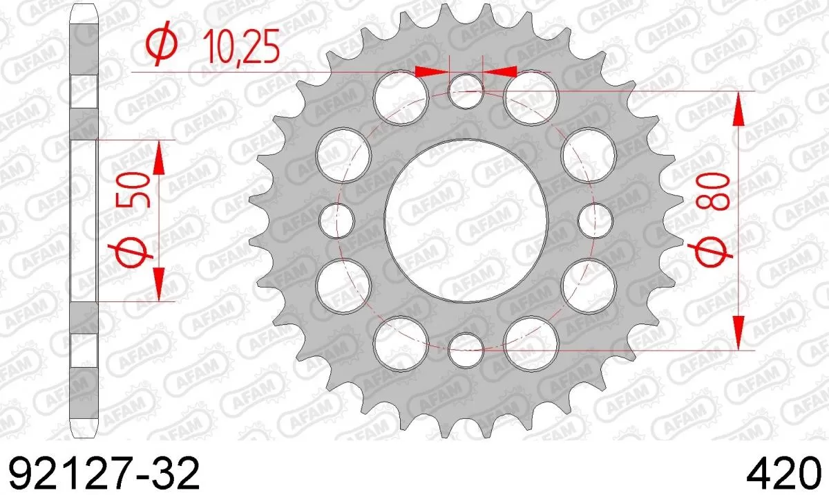 AFAM Sprocket Rear Steel 32T - 420
