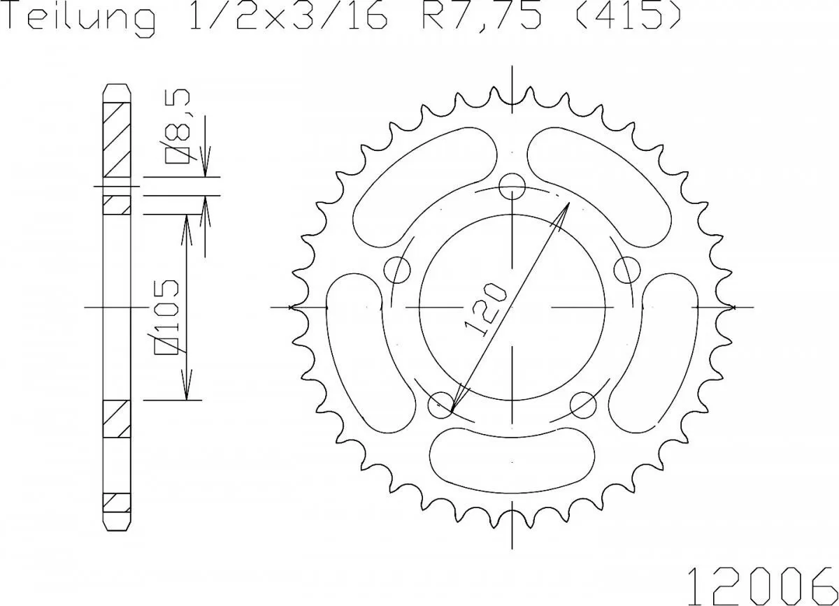 Esjot Sprocket Rear Steel 51T - 415