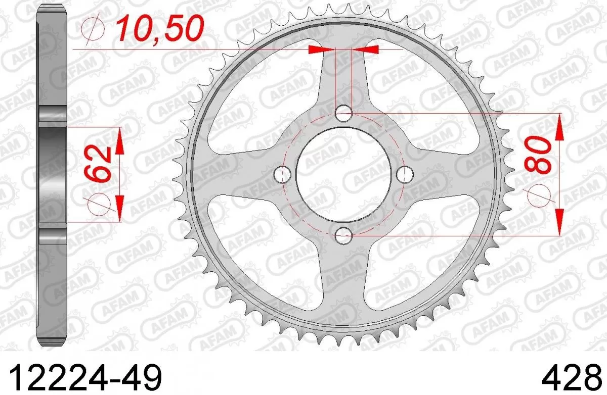 AFAM Sprocket Rear Steel 49T - 428