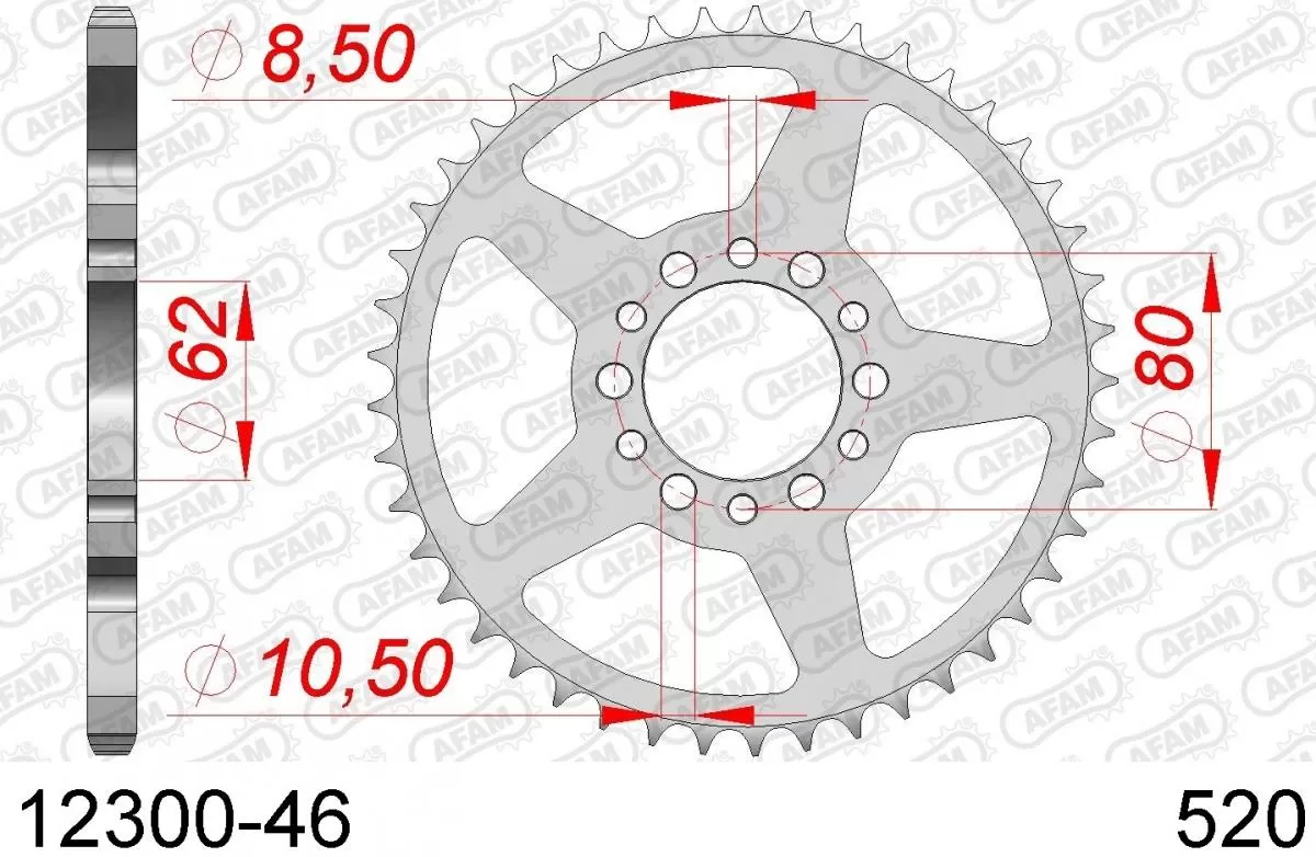 AFAM Sprocket Rear Steel 46T - 520
