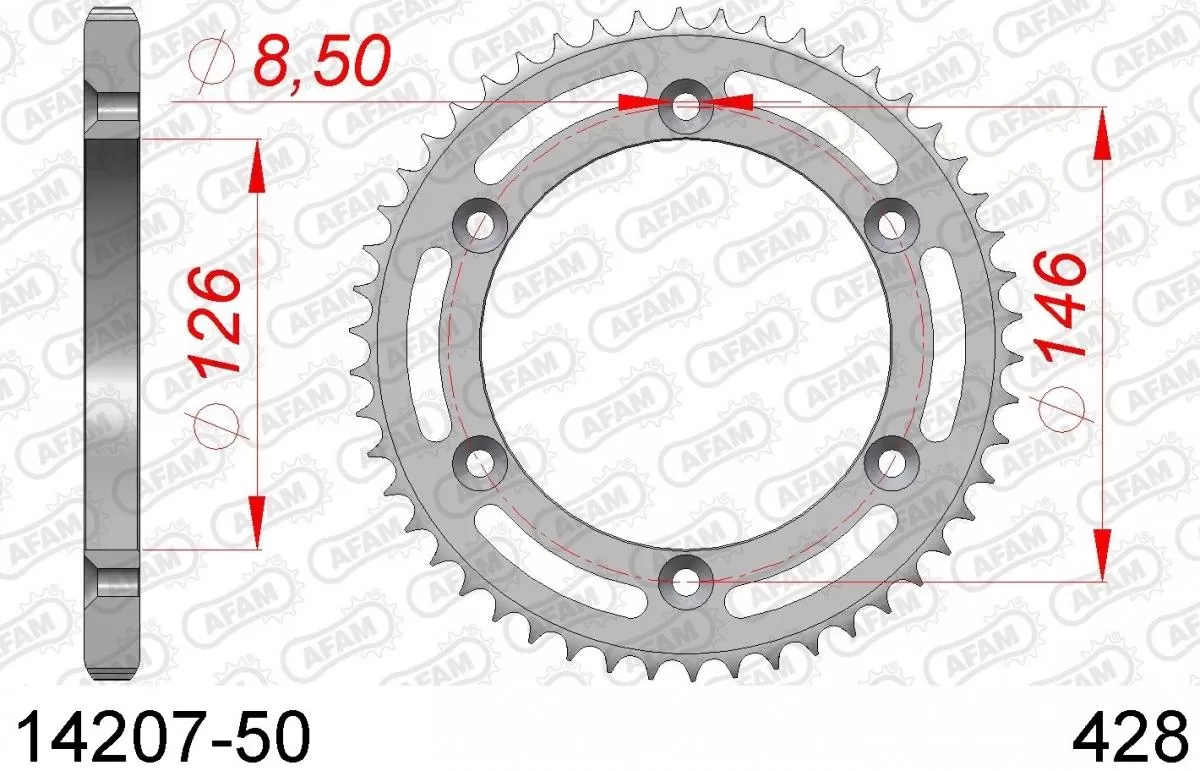 AFAM Sprocket Rear Steel 50T - 428