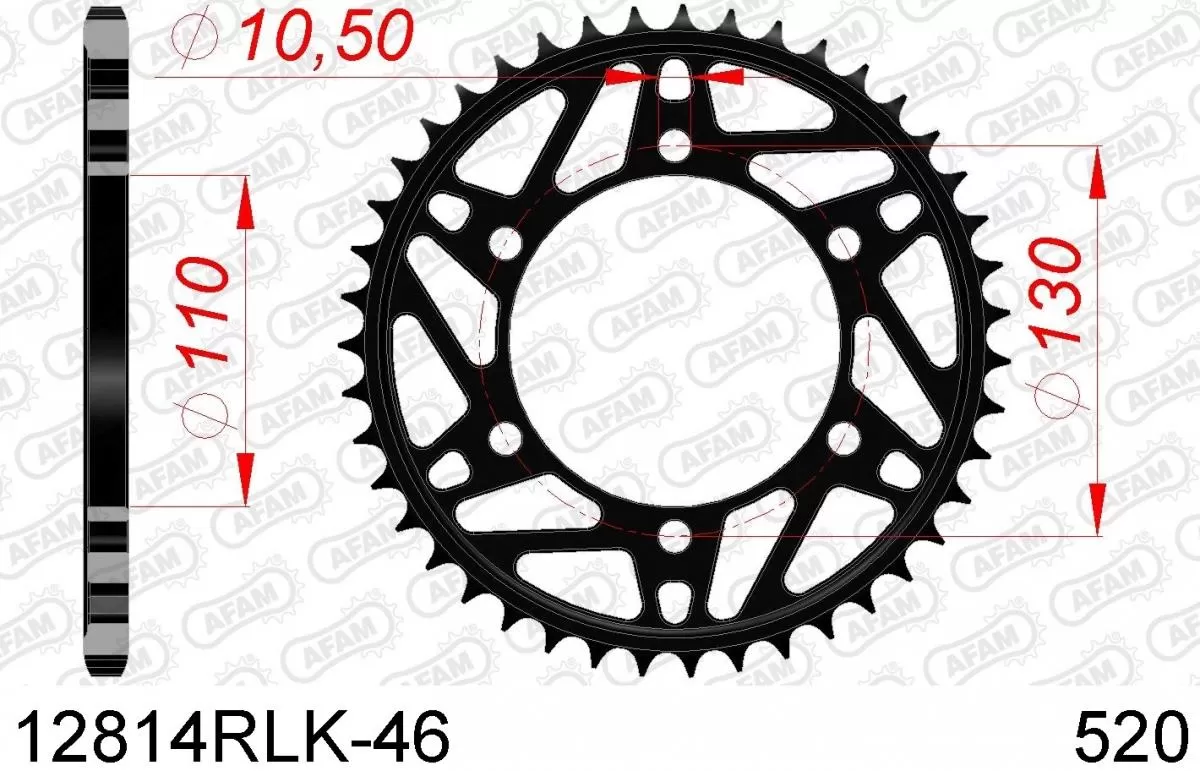 AFAM Sprocket Rear Steel 46T - 520