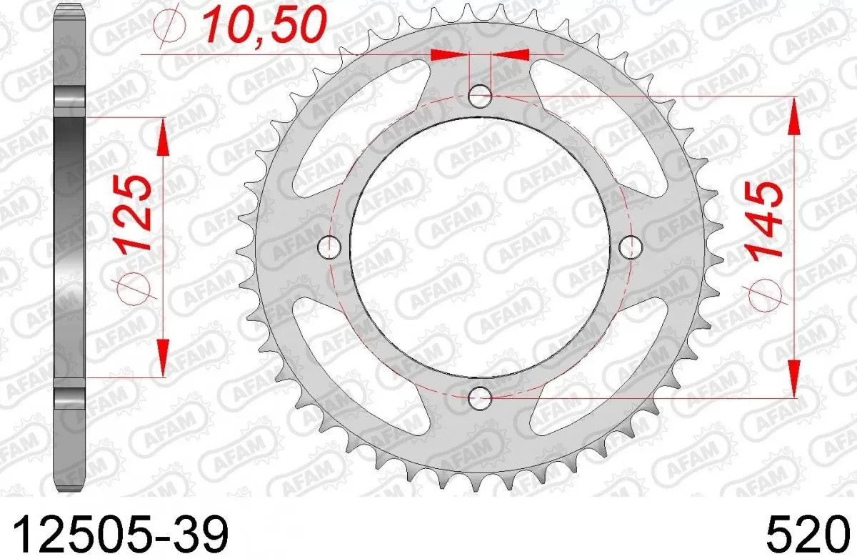 AFAM Sprocket Rear Steel 39T - 520