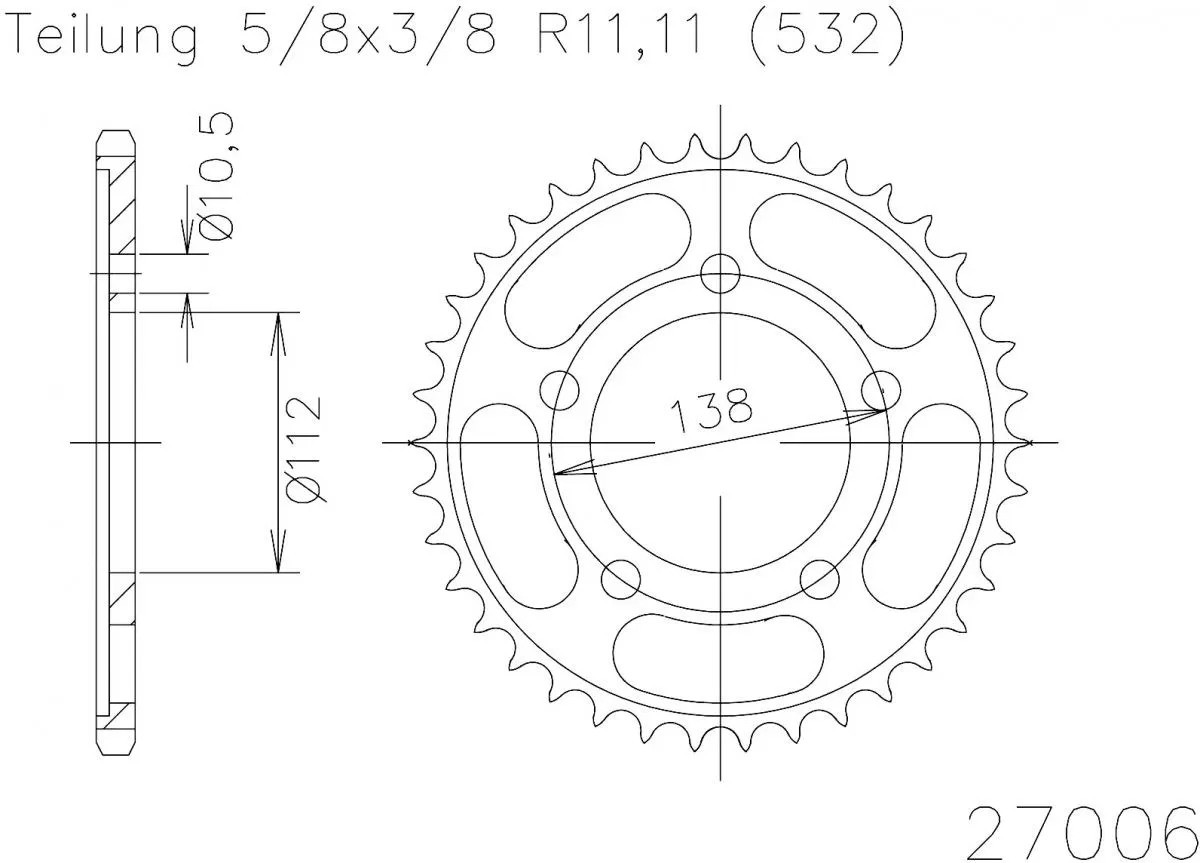 Esjot Sprocket Rear Steel 50T - 532