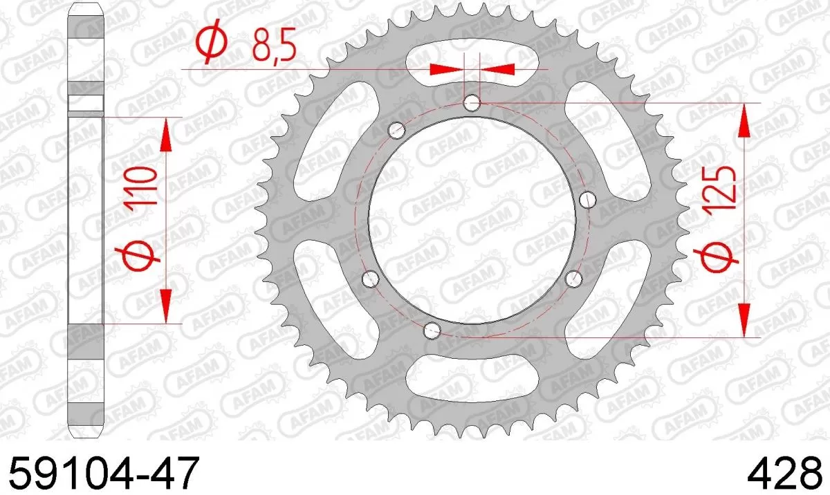 AFAM Sprocket Rear Steel 47T - 428
