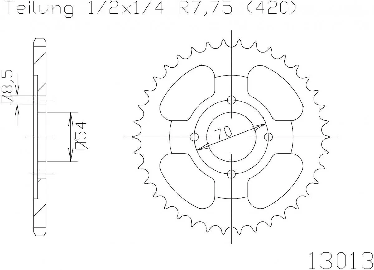 Esjot Sprocket Rear Steel 39T - 420