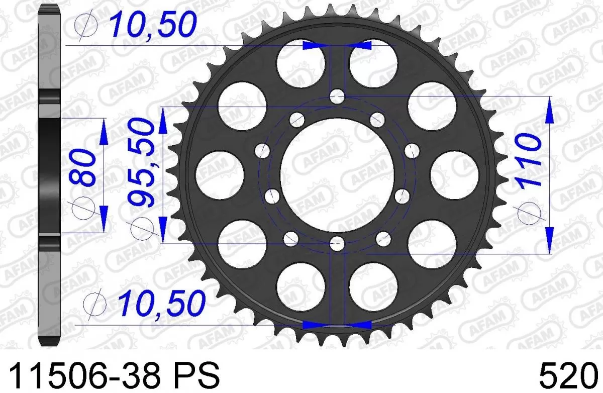 AFAM Sprocket Rear Aluminium 38T PS - 520