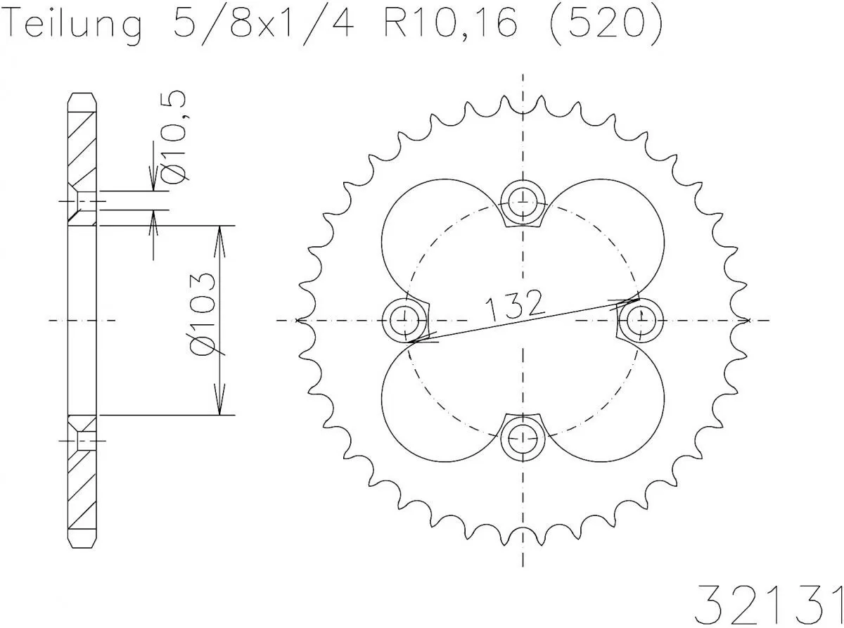 Esjot Sprocket Rear Steel 39T - 520