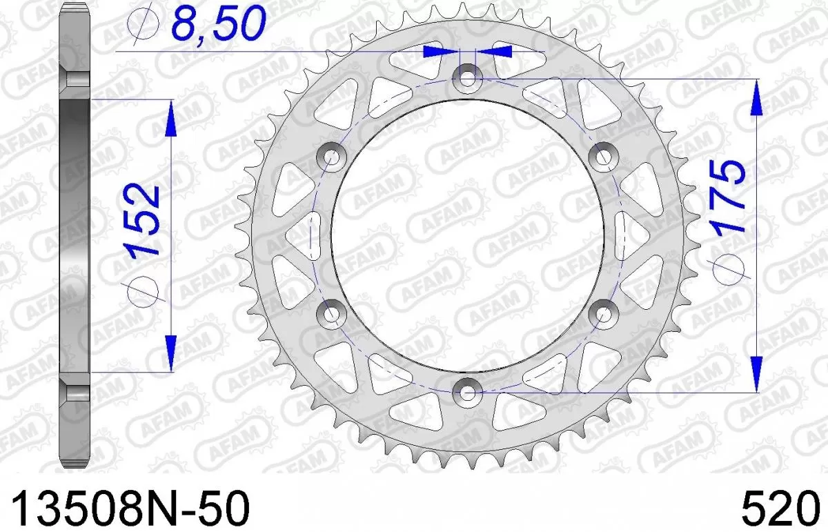 AFAM Sprocket Rear Aluminium 50T - 520