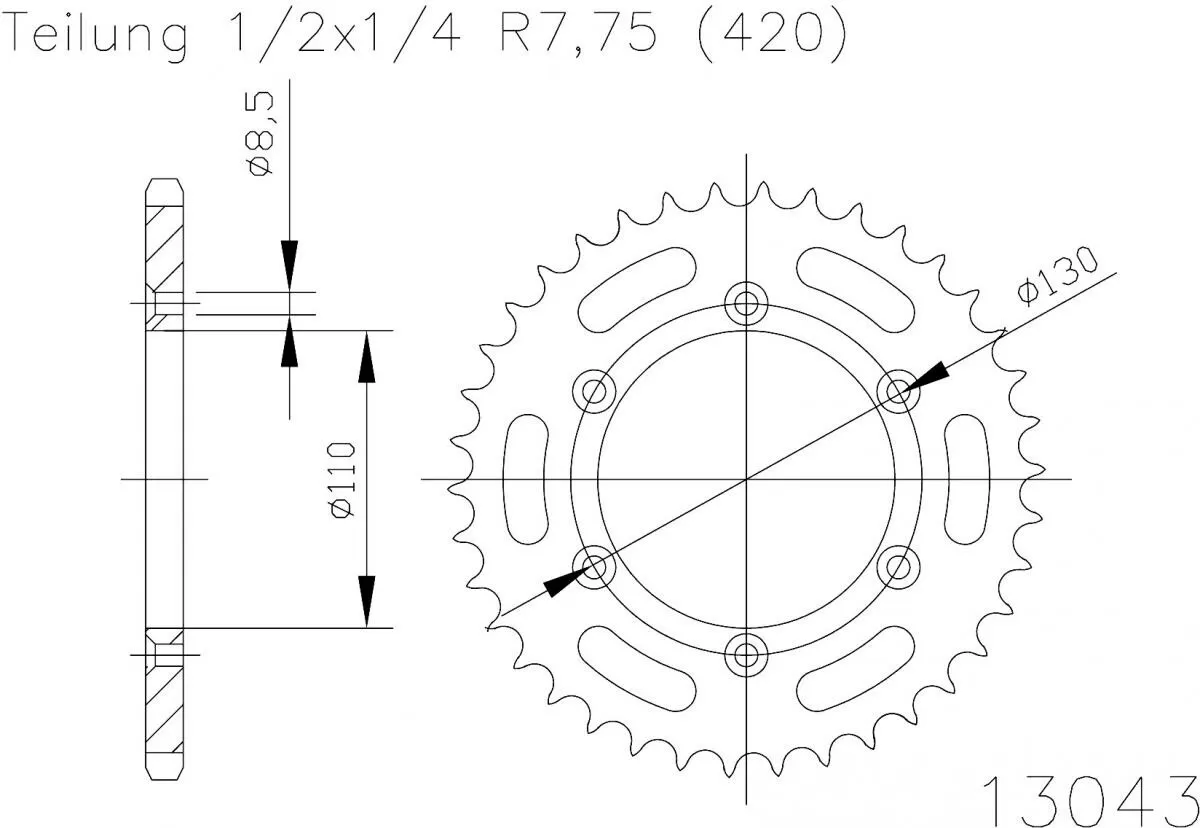 Esjot Sprocket Rear Steel 53T - 420