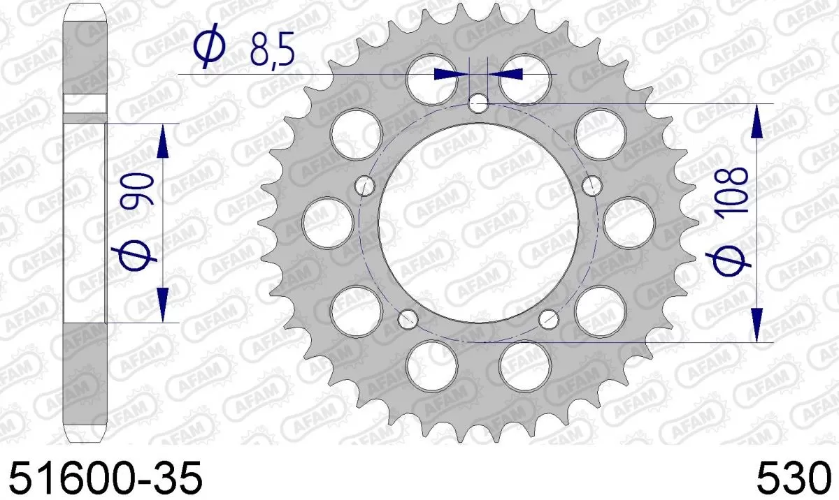 AFAM Sprocket Rear Aluminium 35T - 530