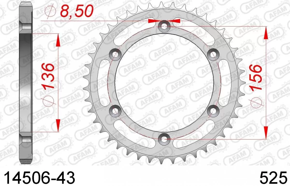 AFAM Sprocket Rear Steel 43T - 525