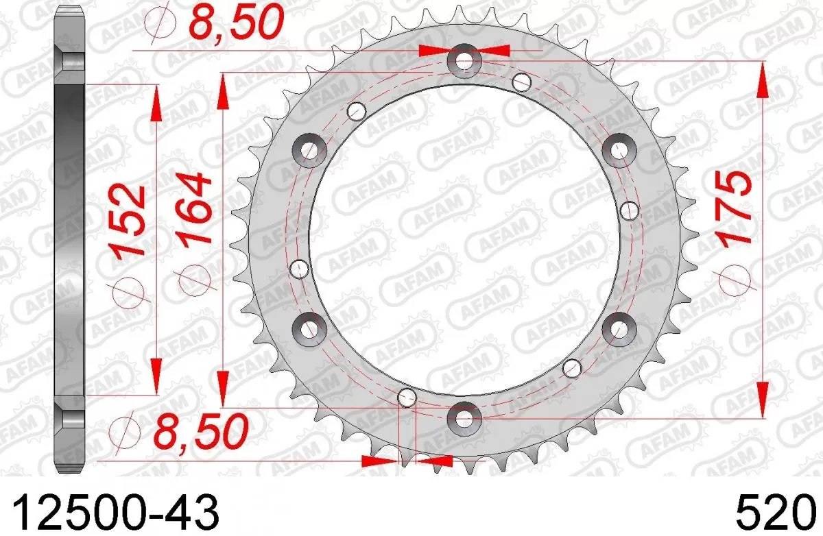 AFAM Sprocket Rear Steel 43T - 520