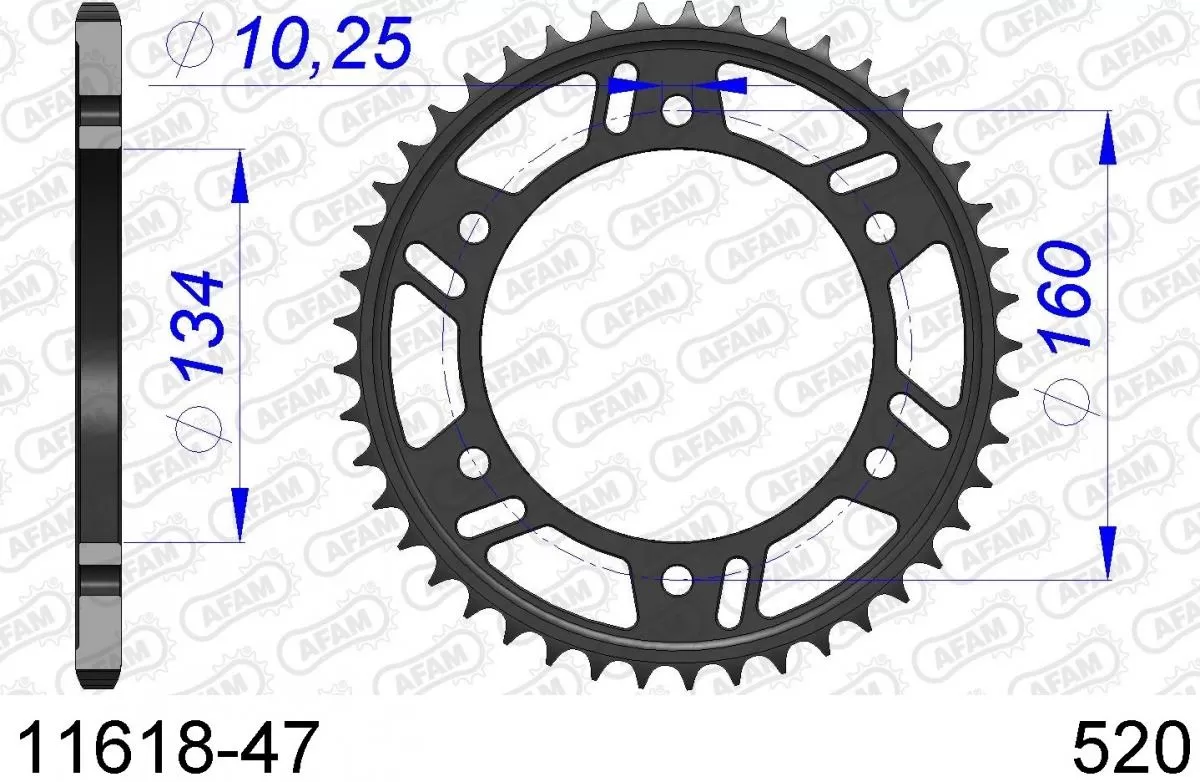 AFAM Sprocket Rear Aluminium 47T - 520