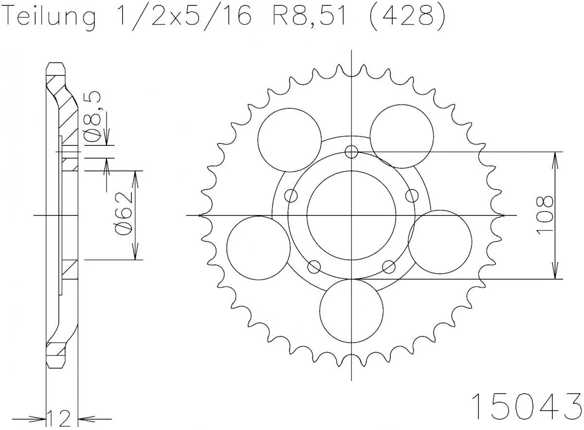 Esjot Sprocket Rear Steel 58T - 428