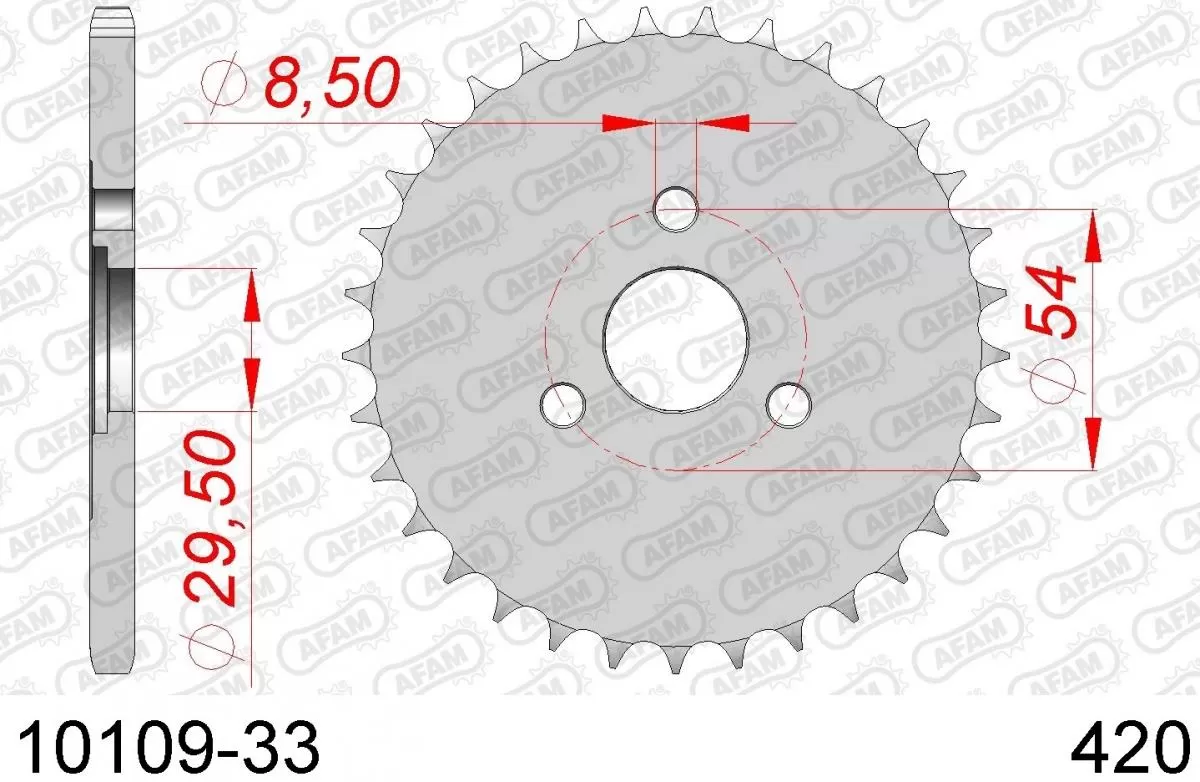 AFAM Sprocket Rear Steel 33T - 420