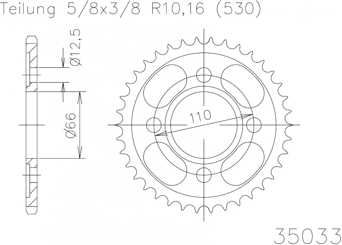 Esjot Sprocket Rear Steel 38T - 530