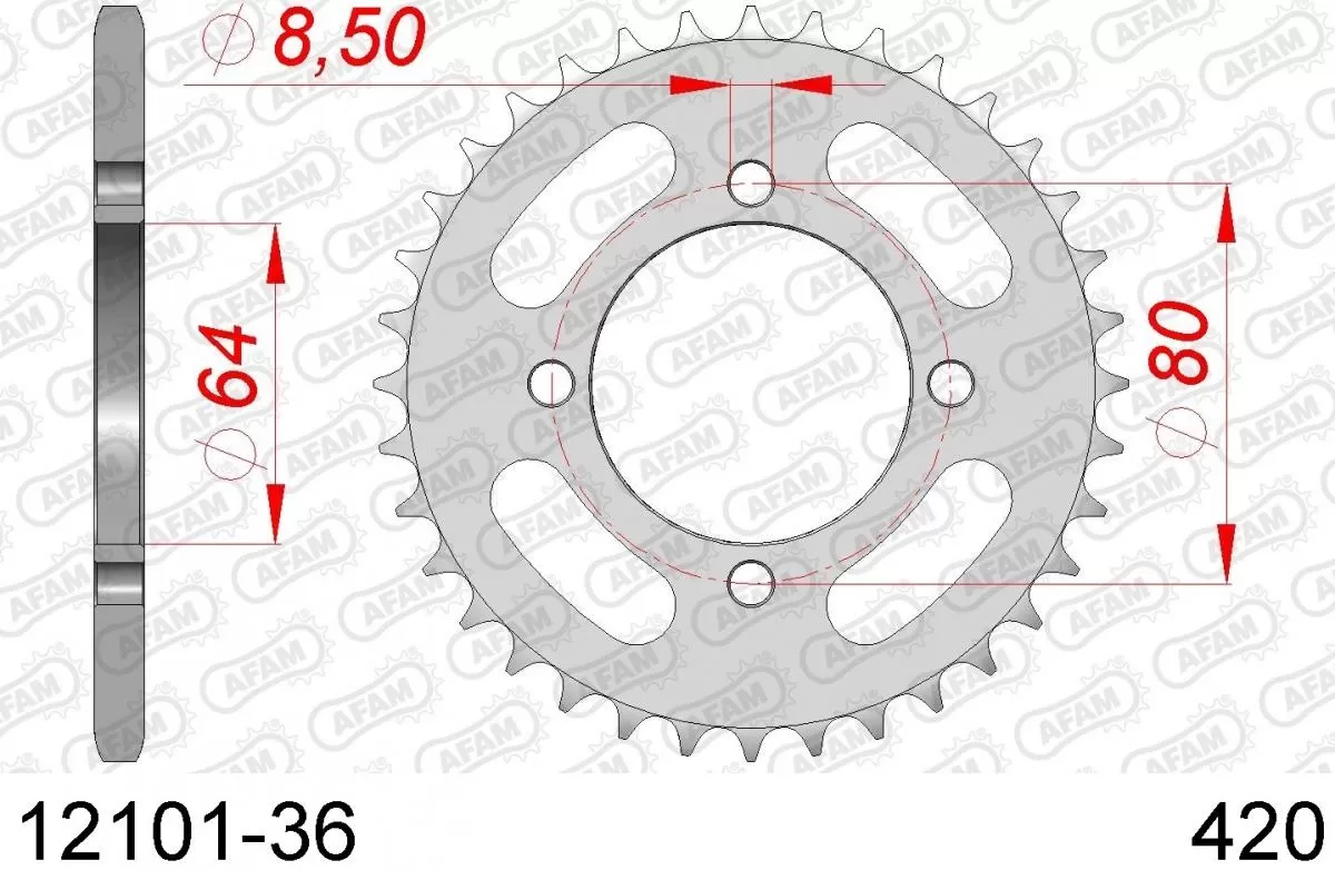 AFAM Sprocket Rear Steel 36T - 420