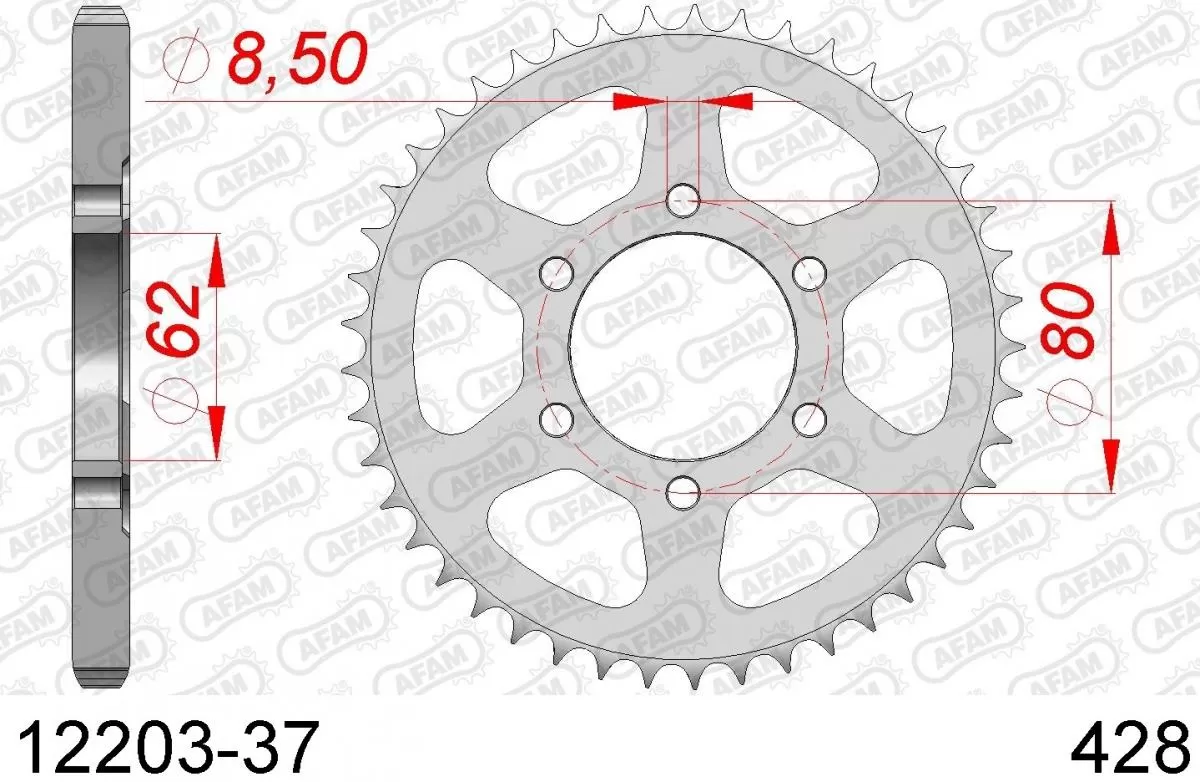 AFAM Sprocket Rear Steel 37T - 428