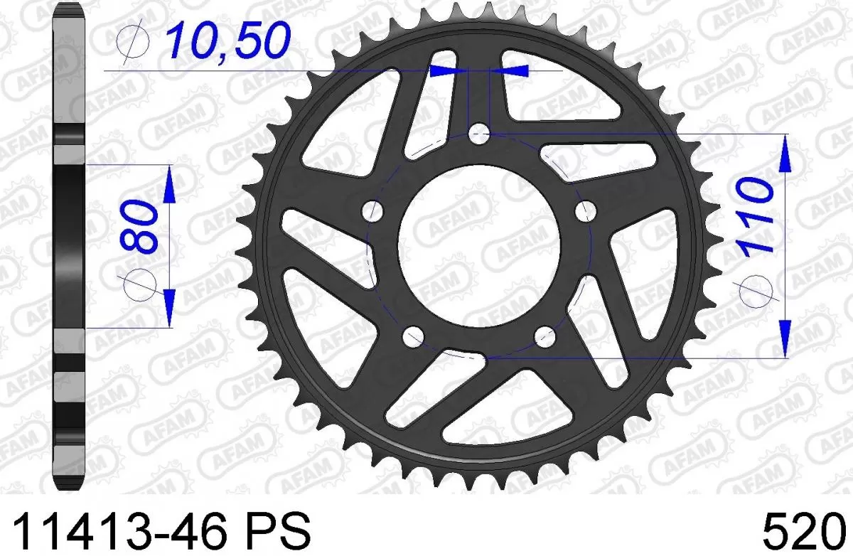 AFAM Sprocket Rear Aluminium 46T PS - 520