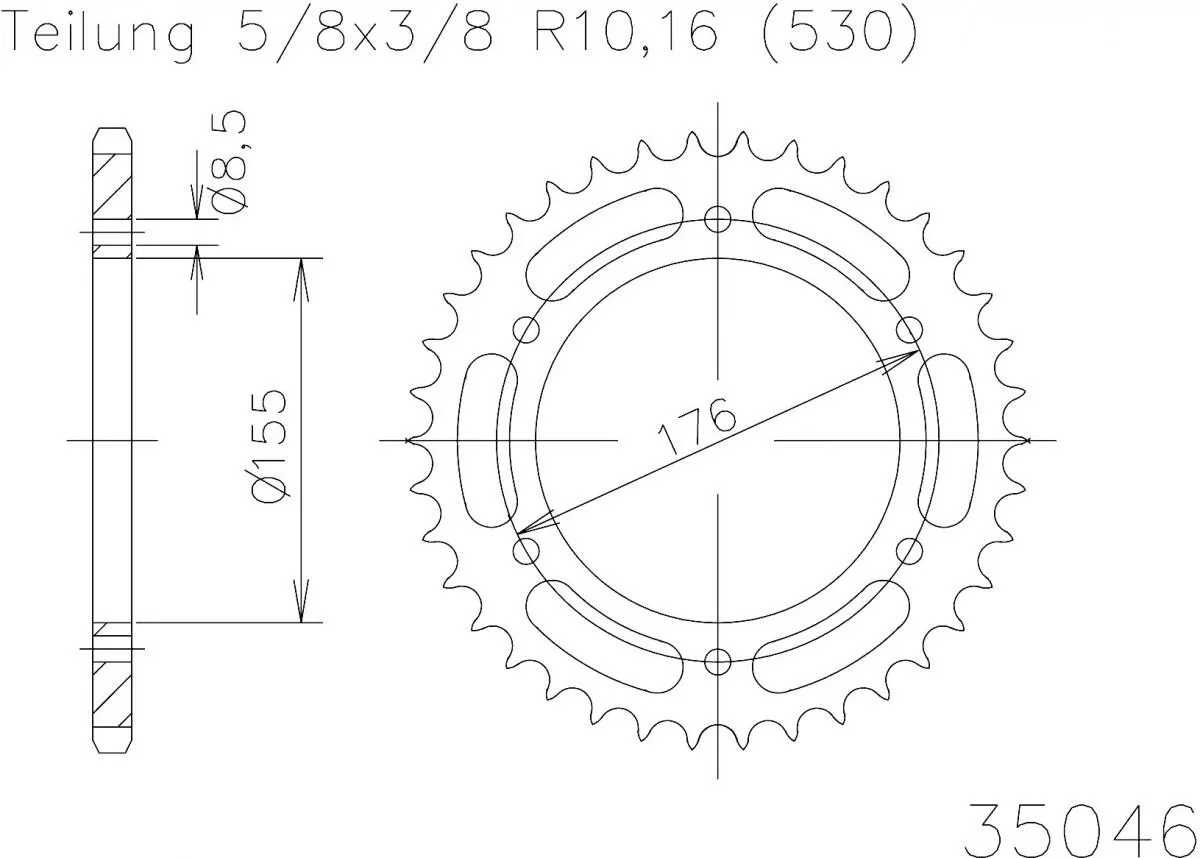 Esjot Sprocket Rear Steel 44T - 530