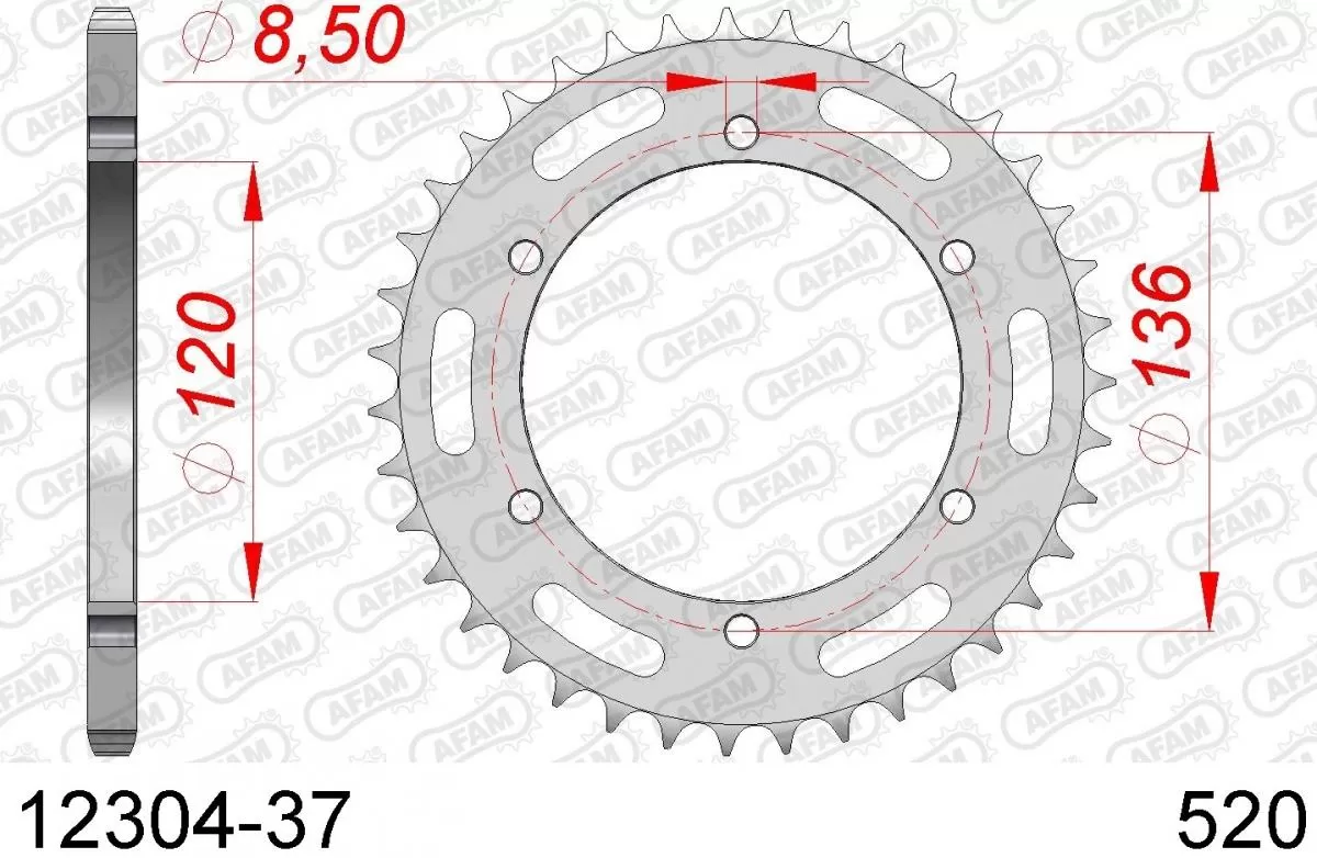AFAM Sprocket Rear Steel 37T - 520