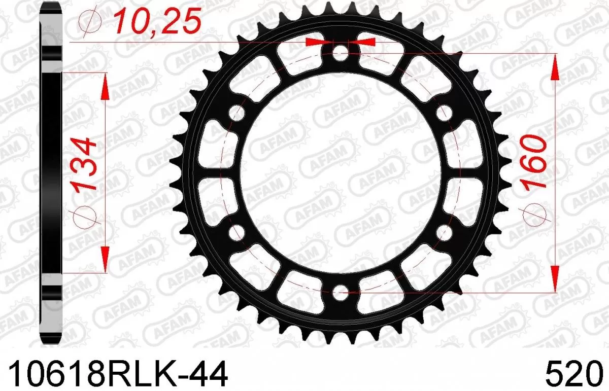 AFAM Sprocket Rear Steel 44T - 520