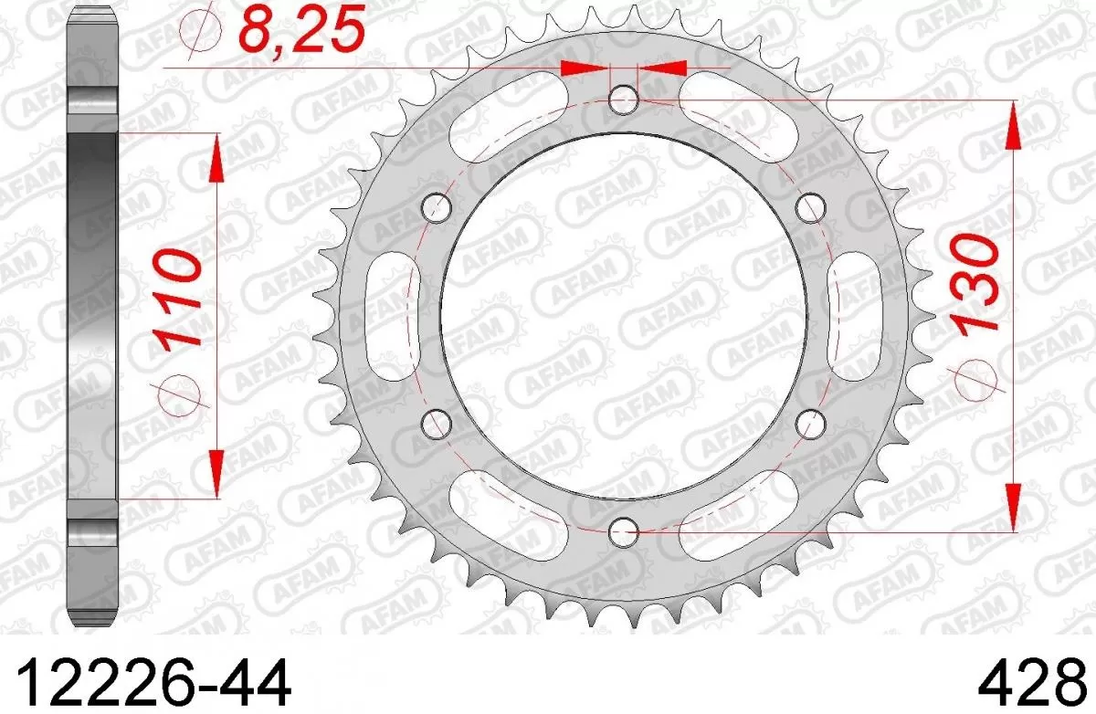 AFAM Sprocket Rear Steel 44T - 428