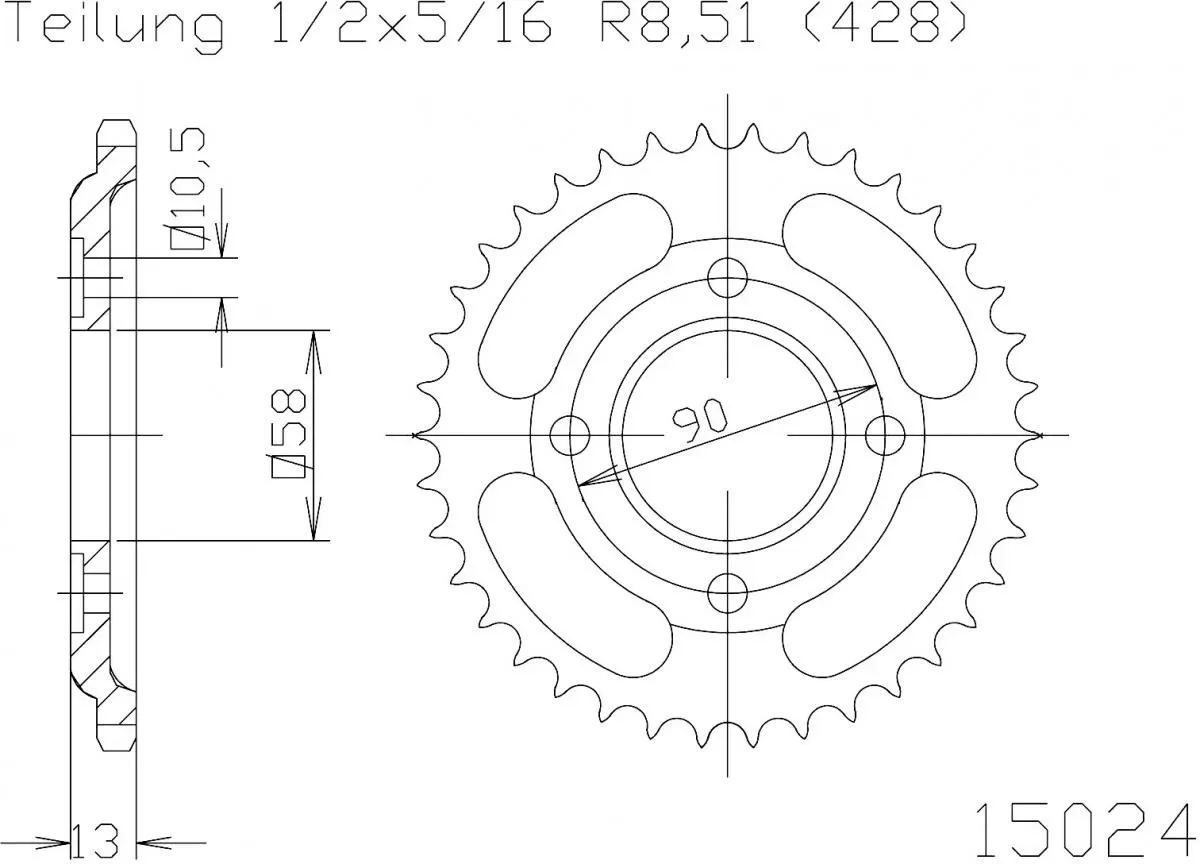 Esjot Sprocket Rear Steel 50T - 428