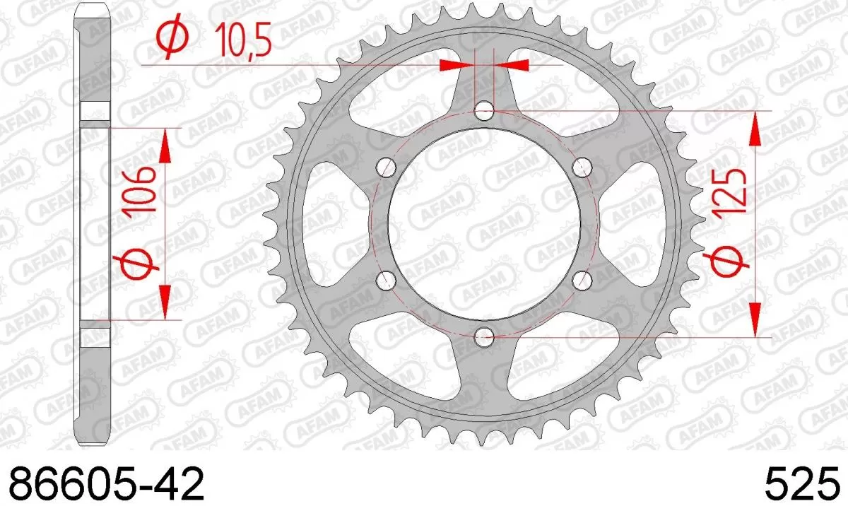AFAM Sprocket Rear Steel 42T - 525